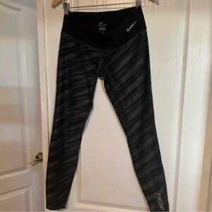 University of Arizona Nike dry fit running Black and Gray Striped Leggings small